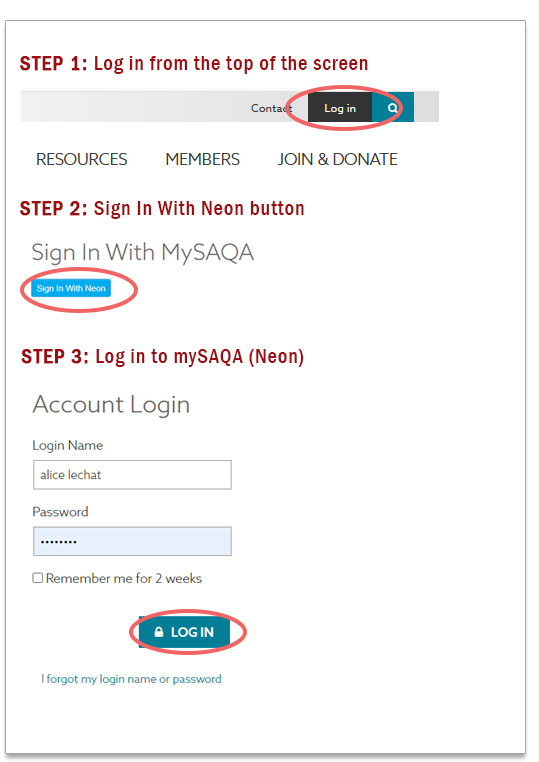 Login Information SAQA Studio Art Quilt Associates